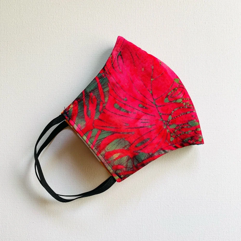 NEW Handmade Batik Monstera Print Face Mask